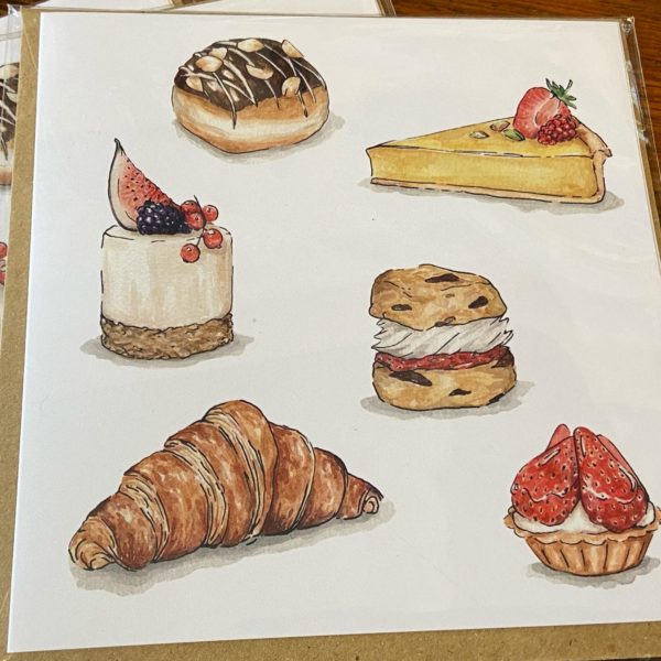 cakes at the Patisserie greetings card